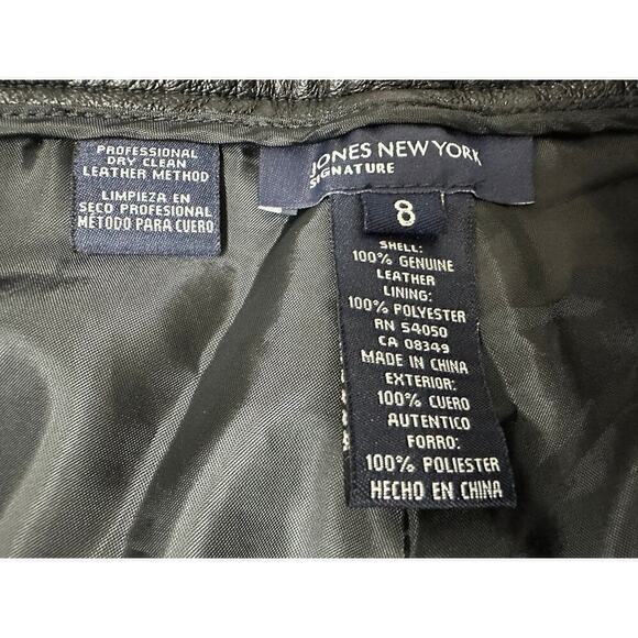 Jones New York Signature Black Leather Jeans Pants Sz 8 - Picture 3 of 4